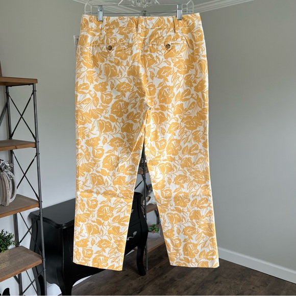 Lands End Mid Rise Straight Leg Crop Chino Pant Golden Sunflower Floral Size 6 - Picture 9 of 15